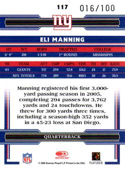 2006 Donruss Threads - Silver Holofoil #117 Eli Manning Back