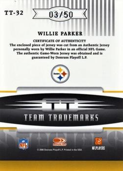 2006 Leaf Limited - Team Trademarks Autograph Materials #TT-32 Willie Parker Back