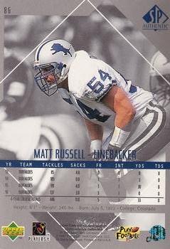1997 SP Authentic #86 Matt Russell Back