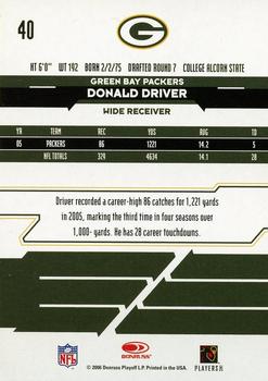 2006 Leaf Rookies & Stars Longevity #40 Donald Driver Back