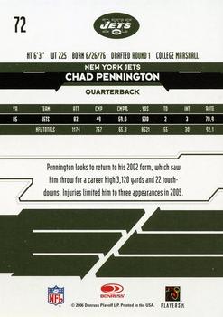 2006 Leaf Rookies & Stars Longevity #72 Chad Pennington Back