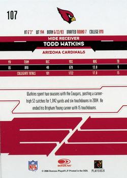 2006 Leaf Rookies & Stars Longevity #107 Todd Watkins Back