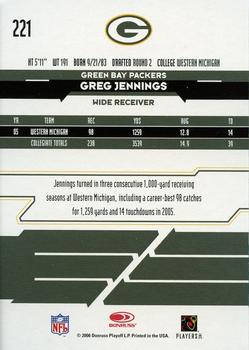 2006 Leaf Rookies & Stars Longevity #221 Greg Jennings Back