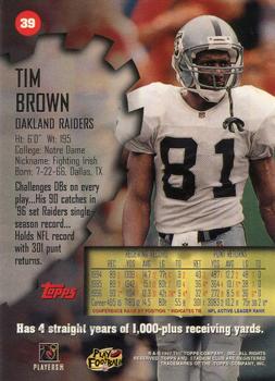 1997 Stadium Club #39 Tim Brown Back