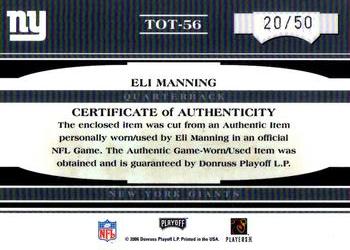 2006 Playoff Absolute Memorabilia - Tools of the Trade Material Red Oversize #TOT-56 Eli Manning Back