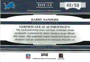 2006 Playoff Absolute Memorabilia - Tools of the Trade Material Triple Red #TOT-13 Barry Sanders Back