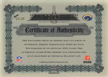 2006 Playoff National Treasures - Canton Classics Materials Prime #CC-JY Jack Youngblood Back