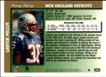 1997 Topps #2 Lawyer Milloy Back