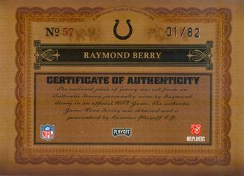 2006 Playoff National Treasures - Material Jersey Numbers #57 Raymond Berry Back