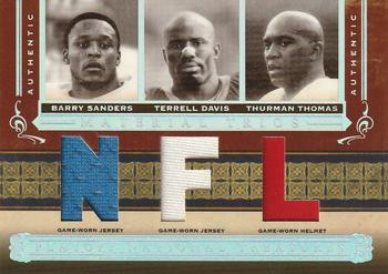 2006 Playoff National Treasures - Material Trios NFL #MT-SDT Barry Sanders / Terrell Davis / Thurman Thomas Front