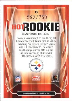 2006 Score - Hot Rookies Scorecard #8 Santonio Holmes Back