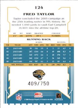 2006 Score - Scorecard #124 Fred Taylor Back