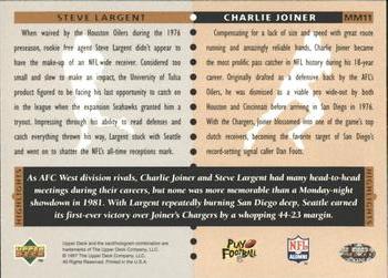 1997 Upper Deck Legends - Marquee Matchups #MM11 Charlie Joiner / Steve Largent Back
