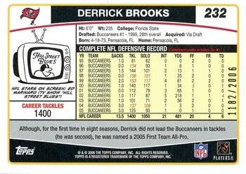 2006 Topps - Gold #232 Derrick Brooks Back