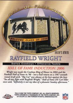 2006 Topps Chrome - Hall of Fame Tribute #HOFT-RWR Rayfield Wright Back