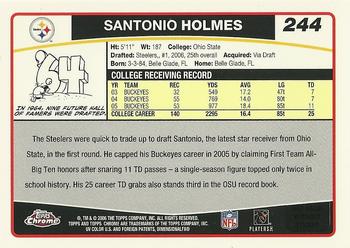 2006 Topps Chrome - Special Edition Rookies #244 Santonio Holmes Back
