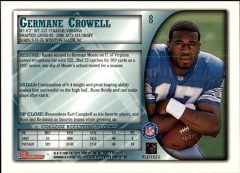 1998 Bowman #8 Germane Crowell Back