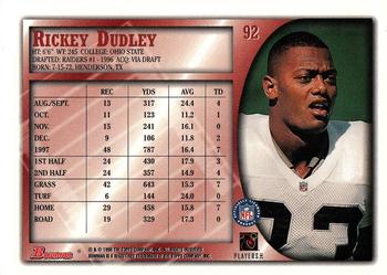 1998 Bowman #92 Rickey Dudley Back