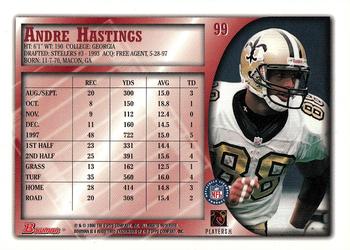 1998 Bowman #99 Andre Hastings Back
