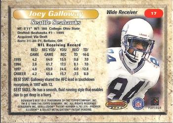 1998 Bowman's Best #17 Joey Galloway Back