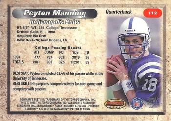 1998 Bowman's Best #112 Peyton Manning Back