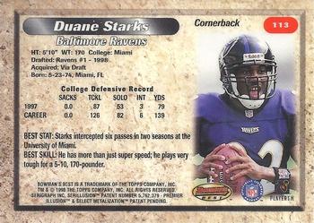 1998 Bowman's Best #113 Duane Starks Back