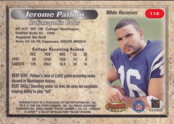 1998 Bowman's Best #118 Jerome Pathon Back
