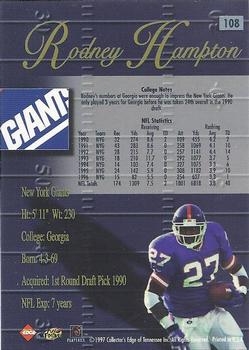 1998 Collector's Edge Advantage #108 Rodney Hampton Back