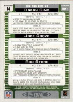 2006 Topps Total - Blue #14 Ron Stone / Jake Grove / Barry Sims Back