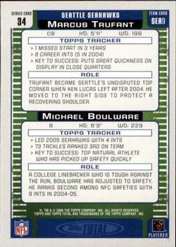2006 Topps Total - Blue #34 Marcus Trufant / Michael Boulware Back