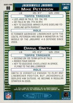 2006 Topps Total - Blue #80 Daryl Smith / Mike Peterson Back