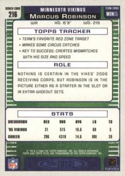 2006 Topps Total - Blue #216 Marcus Robinson Back