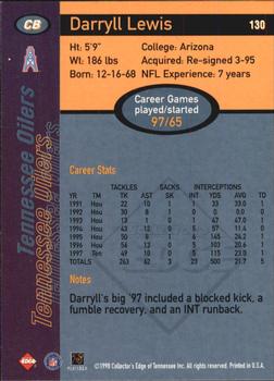 1998 Collector's Edge First Place #130 Darryll Lewis Back