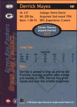 1998 Collector's Edge First Place #141 Derrick Mayes Back