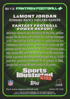 2006 Topps Total - Sports Illustrated for Kids #SI13 LaMont Jordan Back