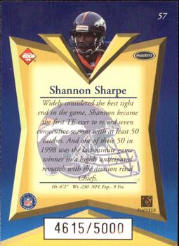 1998 Collector's Edge Masters #57 Shannon Sharpe Back