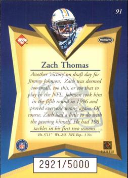 1998 Collector's Edge Masters #91 Zach Thomas Back