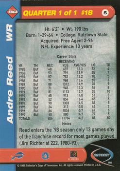 1998 Collector's Edge Odyssey #18 Andre Reed Back