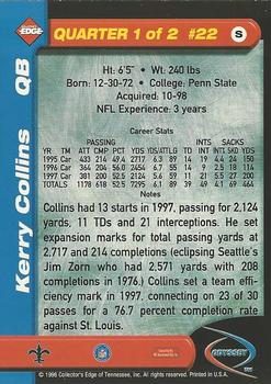 1998 Collector's Edge Odyssey #22 Kerry Collins Back
