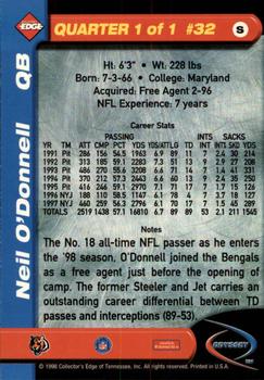 1998 Collector's Edge Odyssey #32 Neil O'Donnell Back