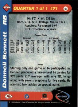 1998 Collector's Edge Odyssey #71 Donnell Bennett Back