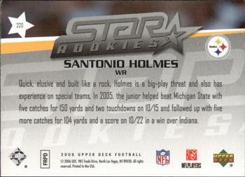 2006 Upper Deck - Rookie Exclusive Edition Star Rookies #220 Santonio Holmes Back
