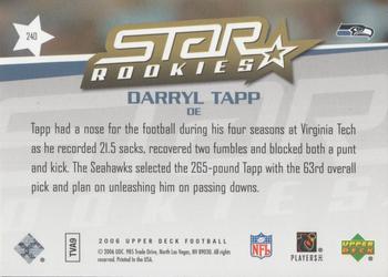 2006 Upper Deck - Target Exclusive Star Rookies #240 Darryl Tapp Back