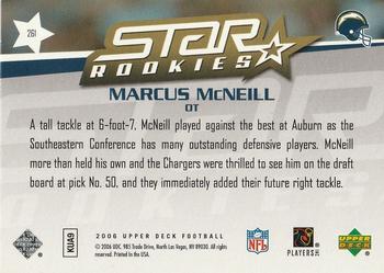 2006 Upper Deck - Target Exclusive Star Rookies #261 Marcus McNeill Back