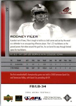 2006 Upper Deck AFL #99 Rodney Filer Back