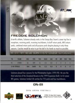 2006 Upper Deck AFL #178 Freddie Solomon Back