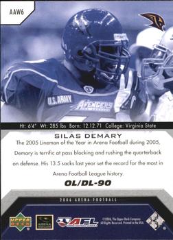 2006 Upper Deck AFL - Arena Award Winners #AAW6 Silas Demary Back