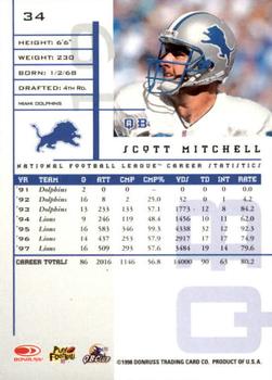 1998 Leaf Rookies & Stars #34 Scott Mitchell Back
