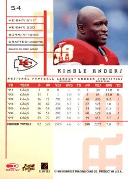 1998 Leaf Rookies & Stars #54 Kimble Anders Back