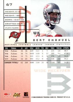 1998 Leaf Rookies & Stars #67 Bert Emanuel Back